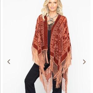 Floral, velvet poncho